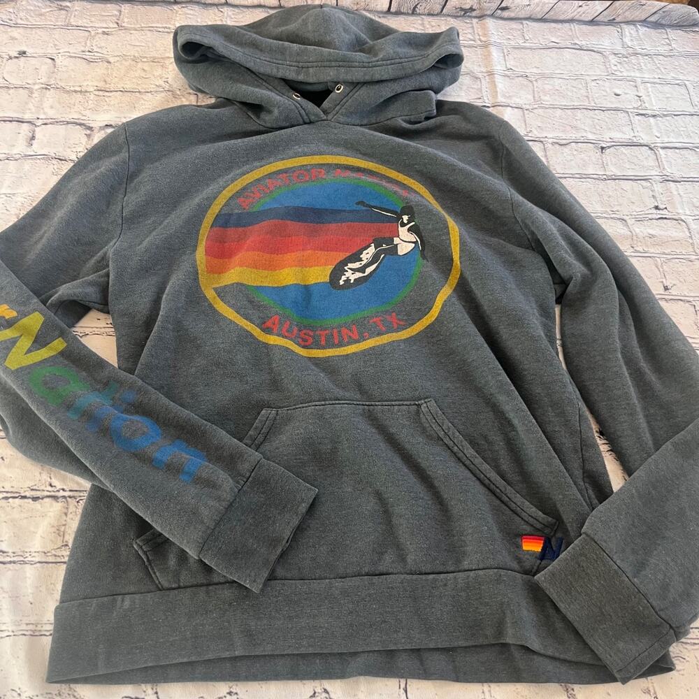 Aviator Nation Gray Austin Hoodie Size XL Logo Long Sleeve Womens - Picture 5 of 11